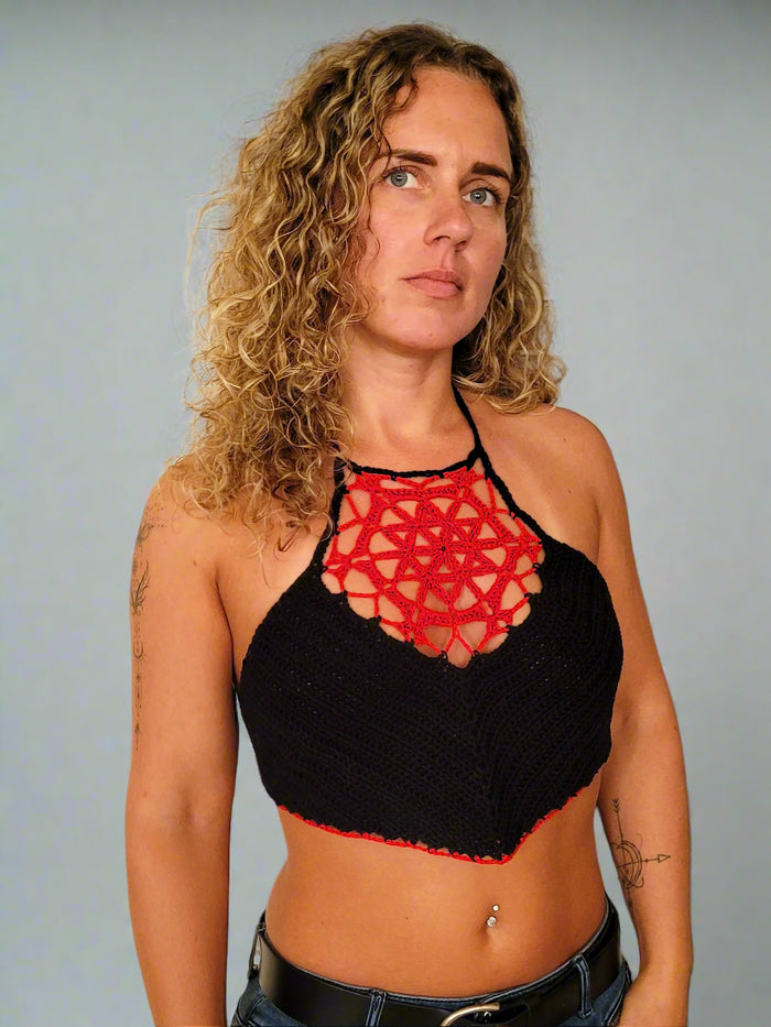 Goth Flower of Life crochet top