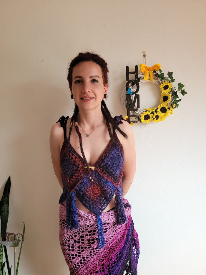 Hippie Love Blue Crochet top