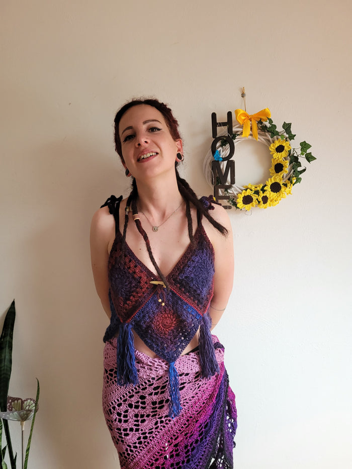 Hippie Love Blue Crochet top