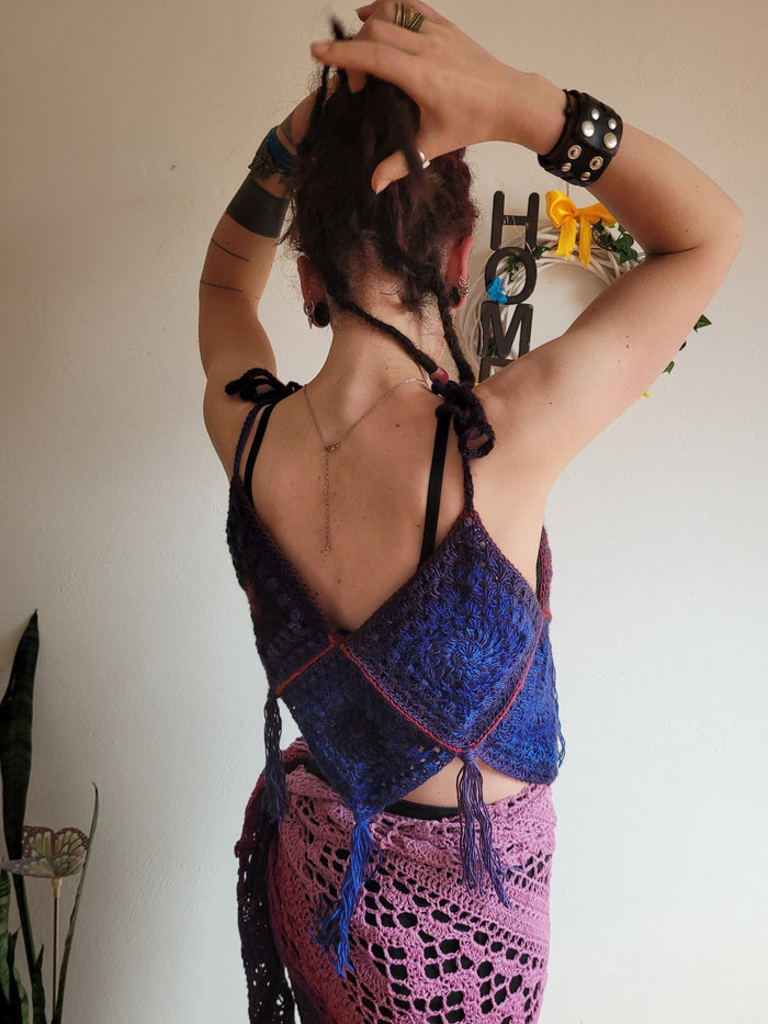 Hippie Love Blue Crochet top