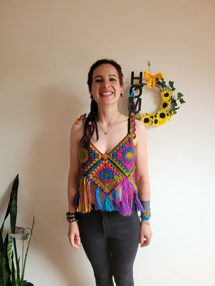 Hippie Love Multicolor Crochet Top