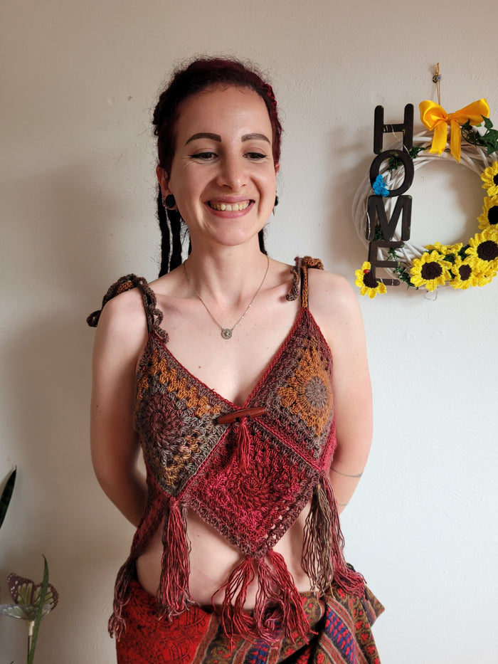 Hippie Love Red Crochet Top