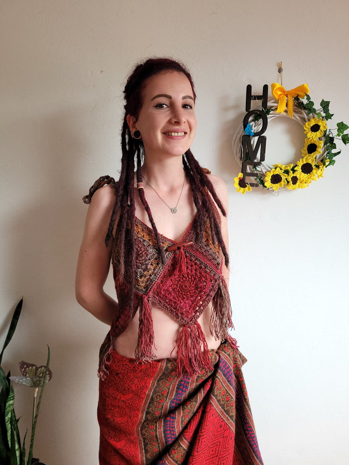 Hippie Love Red Crochet Top