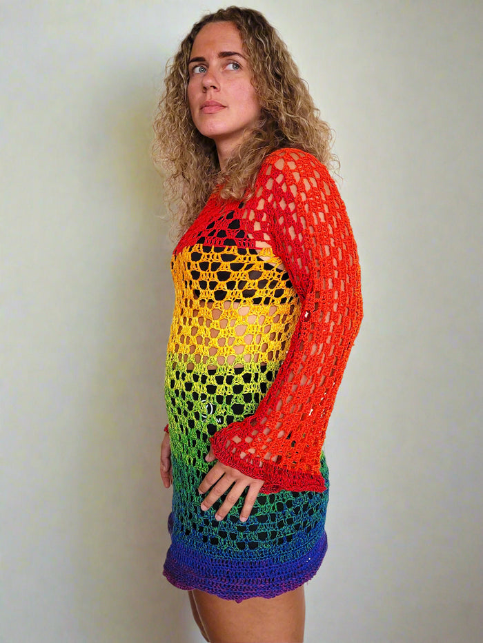 rainbow ombre crochet dress Modern Boho Crochet Dress Pattern PDF Beachwear Summer Crochet Dress Pattern Festival Crochet Top | Meribella Peplum Top and Dress
