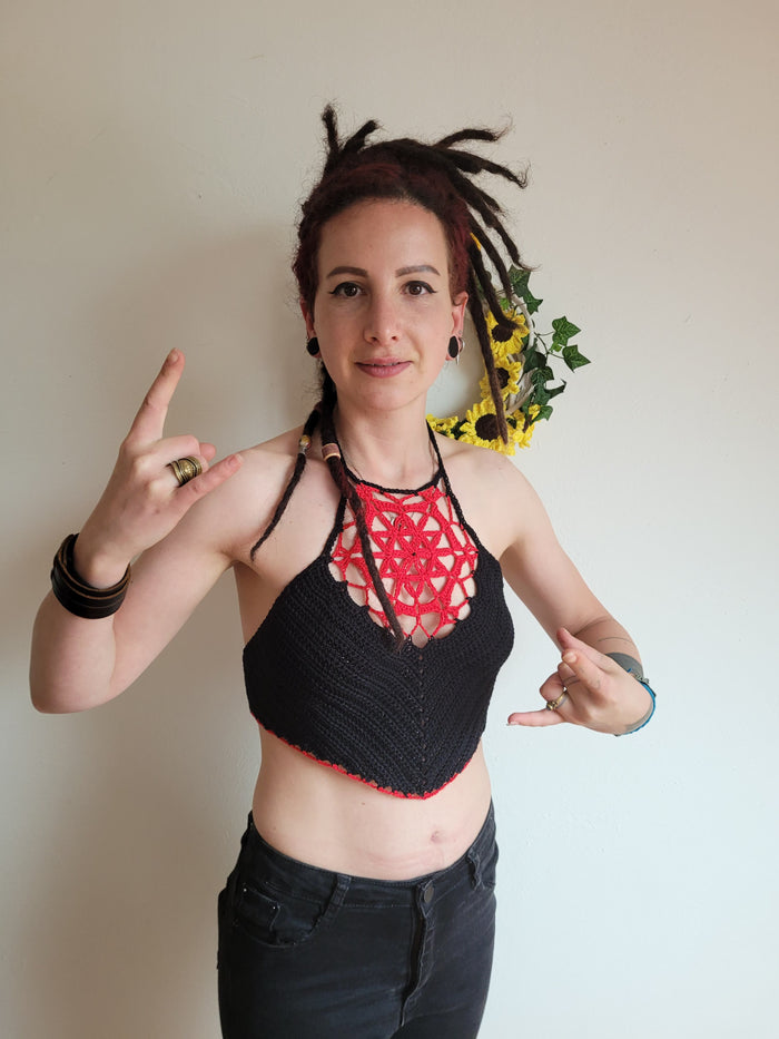 Goth Flower of Life crochet top